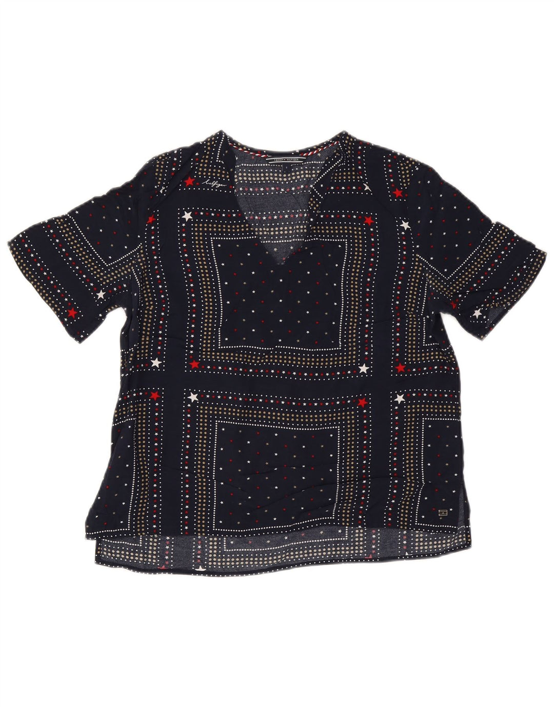 Blusa feminina Tommy Hilfiger EUA 6 médio azul marinho manchado