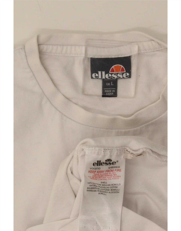 Camiseta masculina Ellesse com estampa gráfica grande de algodão branco