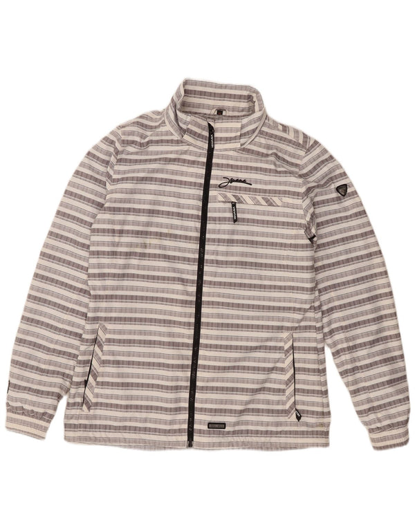 Iguana Mens Hooded Rain Jacket UK 42 XL Grey Striped Polyester