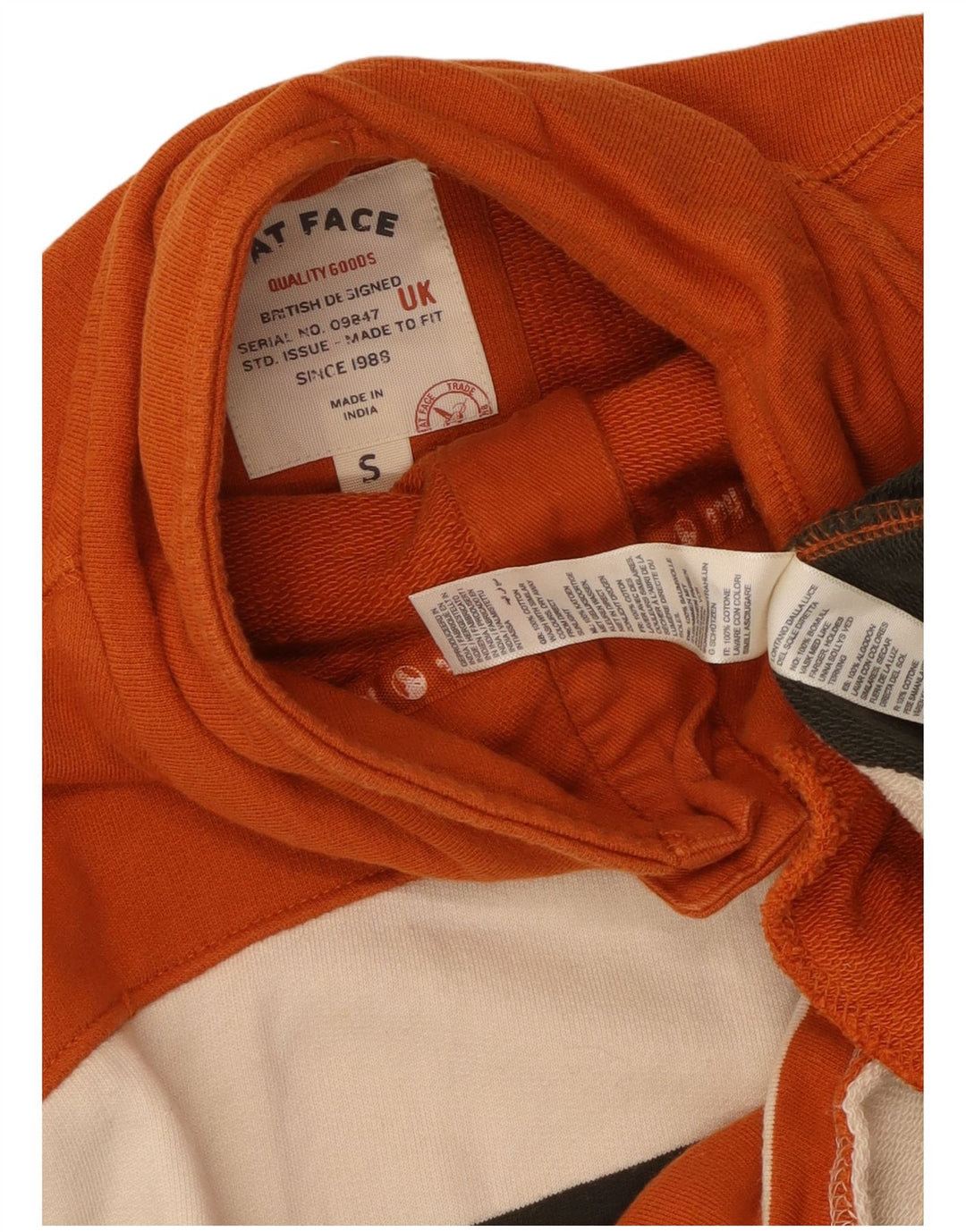 Fat Face Masculino Botão Pescoço Moletom Jumper Pequeno Listrado Multicolorido