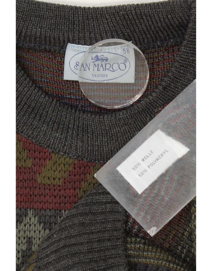 Suéter masculino San Marco com gola redonda IT 56 XL multicolorido geométrico