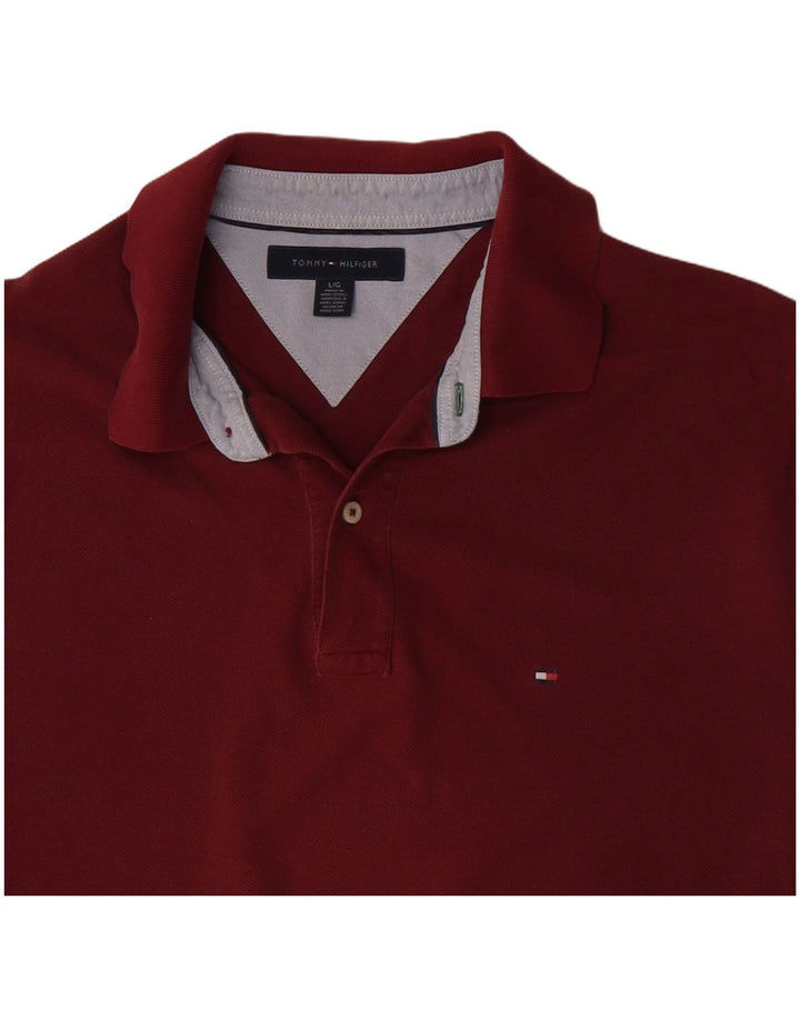 Camisa polo masculina TOMMY HILFIGER grande algodão Borgonha