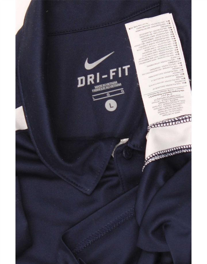 Camisa polo masculina Nike Dri Fit grande poliéster colorblock azul marinho