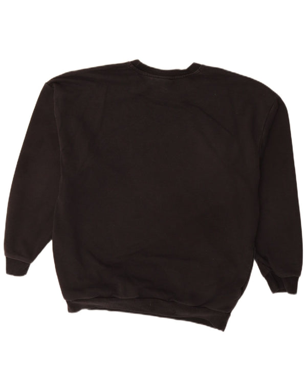 ADIDAS Womens Graphic Sweatshirt Jumper UK 14 Grande Algodão Preto