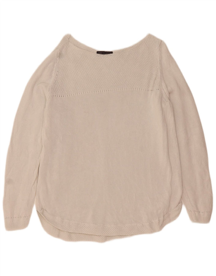 Suéter feminino MARKS & SPENCER com gola canoa UK 20 2XL algodão branco