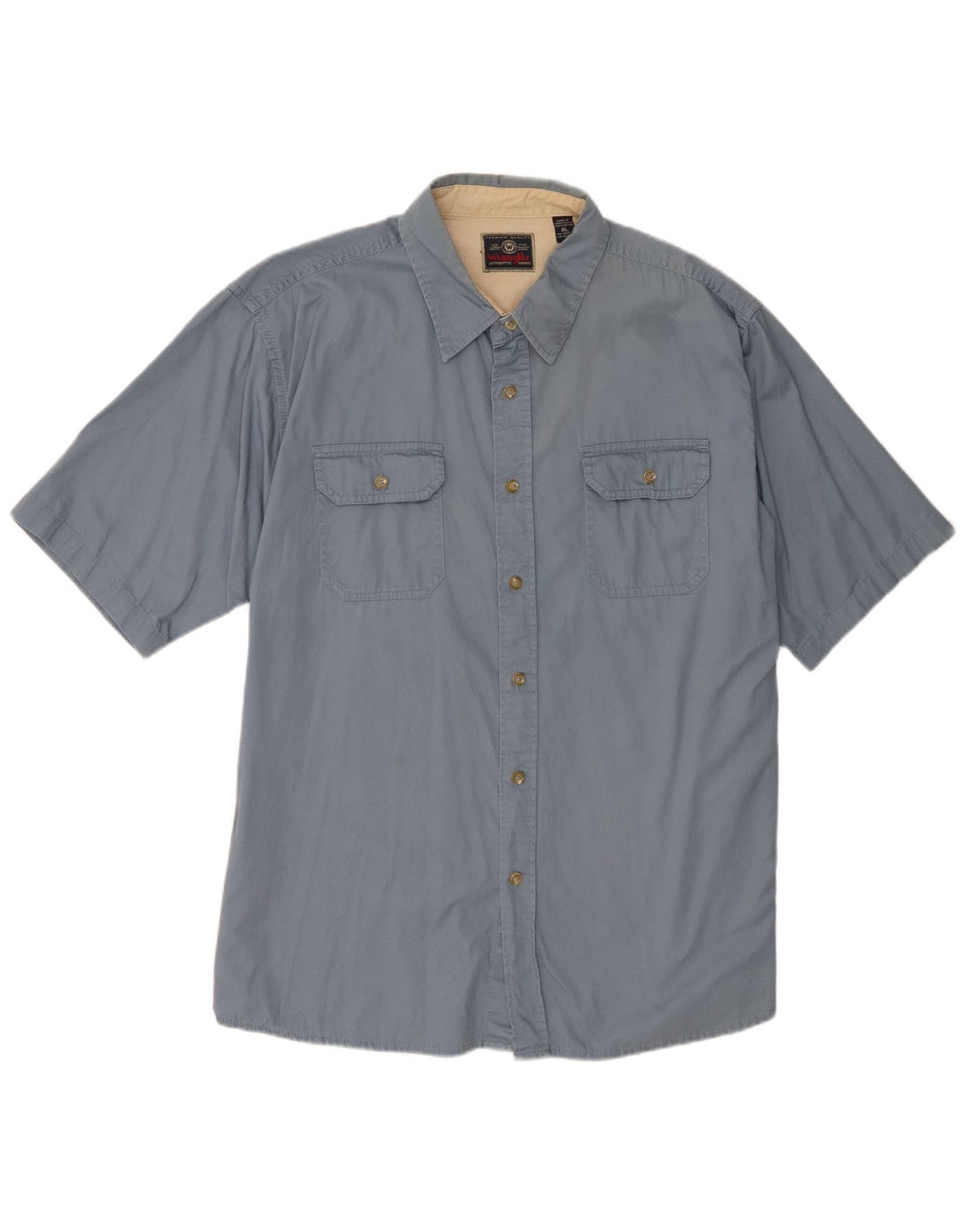 Camisa Wrangler masculina de manga curta XL azul algodão