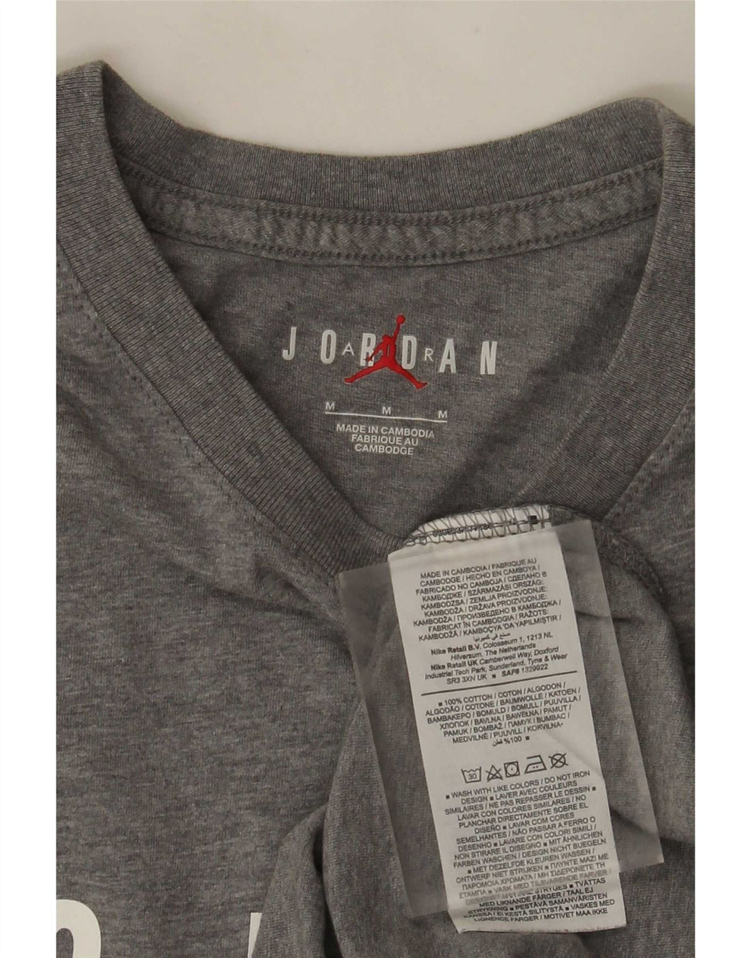 Camiseta masculina Jordan com estampa gráfica, algodão manchado cinza médio