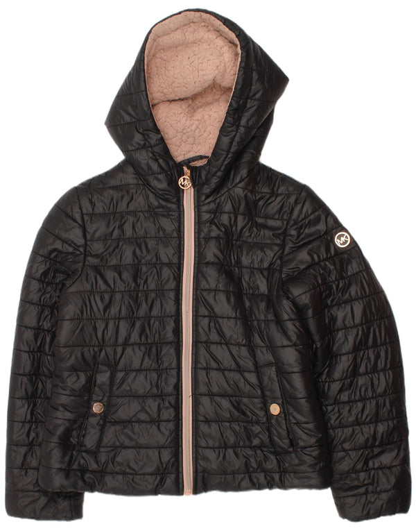 Jaqueta acolchoada com capuz para meninas Michael Kors 7-8 anos preto nylon