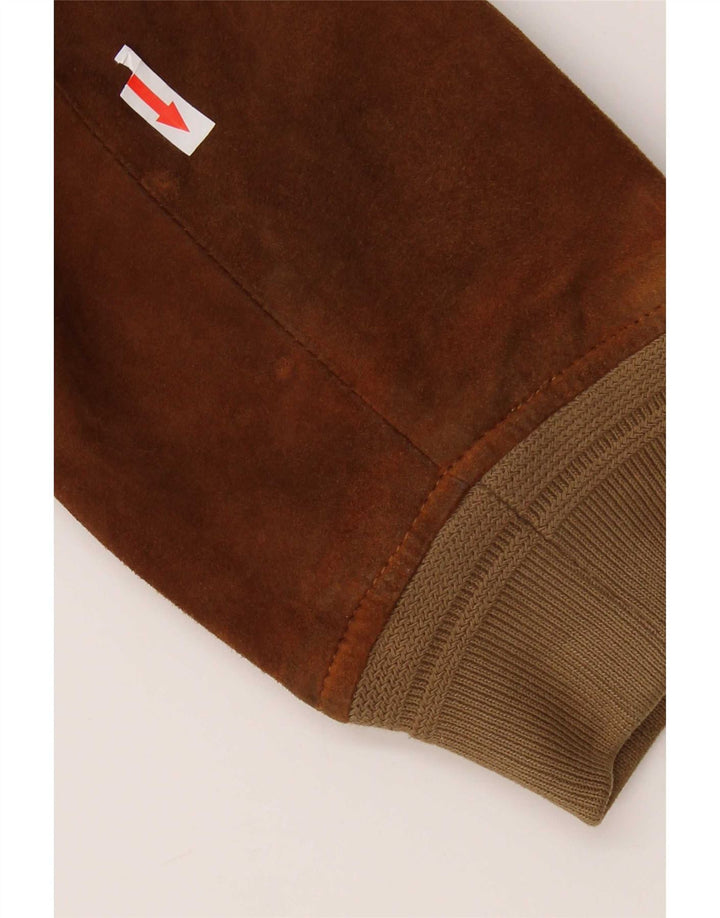 Jaqueta bomber masculina de camurça Project Classico UK 42 XL couro marrom