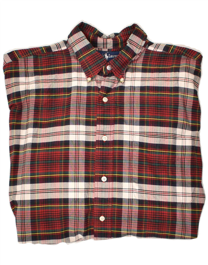 Camisa masculina RALPH LAUREN grande algodão xadrez vermelho