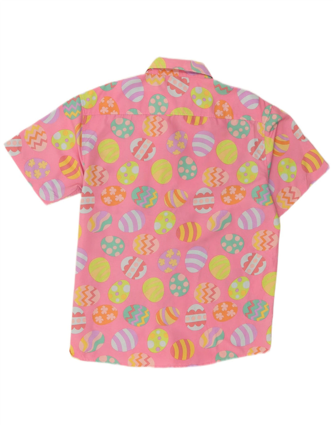 Camisa masculina vintage de Páscoa abstrata padrão manga curta grande rosa