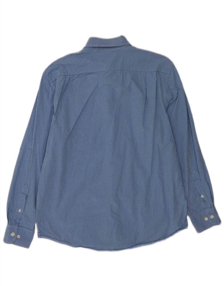 Camisa masculina Izod de algodão xadrez azul médio