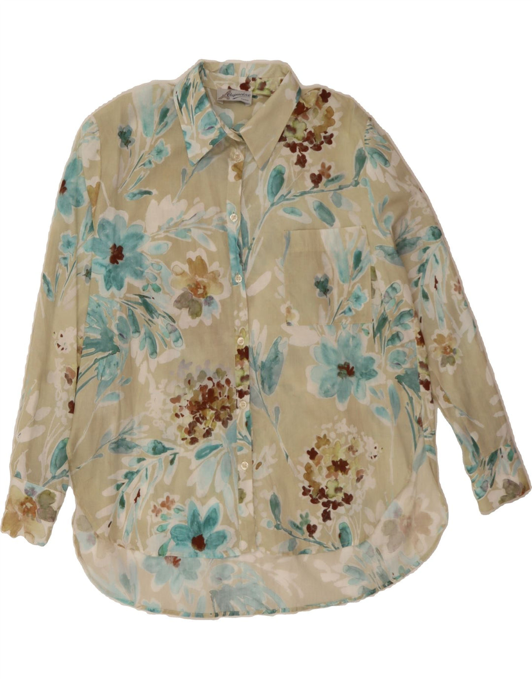 KAOS Womens Shirt EU 40 Medium Beige Floral Cotton Vintage Kaos and Second-Hand Kaos from Messina Hembry 