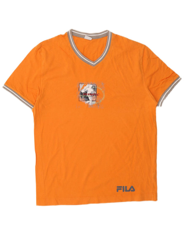 Camiseta masculina gráfica FILA XS algodão laranja