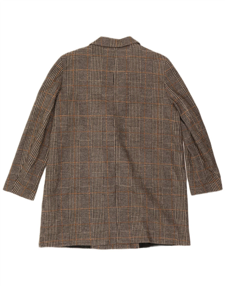 Casaco feminino ZARA com peito duplo UK 20 2XL cinza houndstooth poliéster