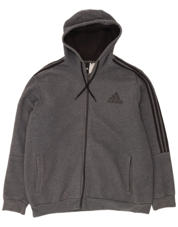 ADIDAS Suéter masculino com capuz e zíper 2XL cinza