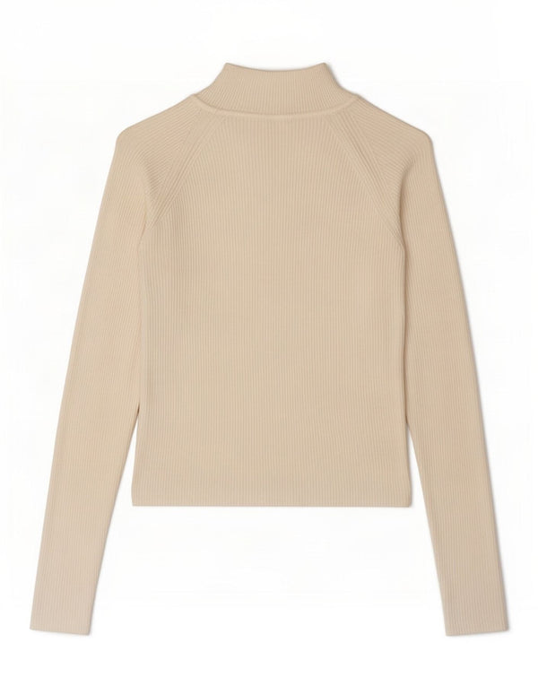 Top feminino Zara manga comprida UK 12 médio off white viscose