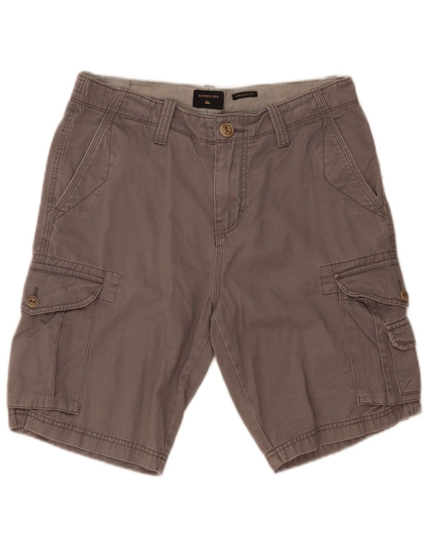 Quiksilver Mens Straight Fit Cargo Shorts W30 Algodão Cinza Médio