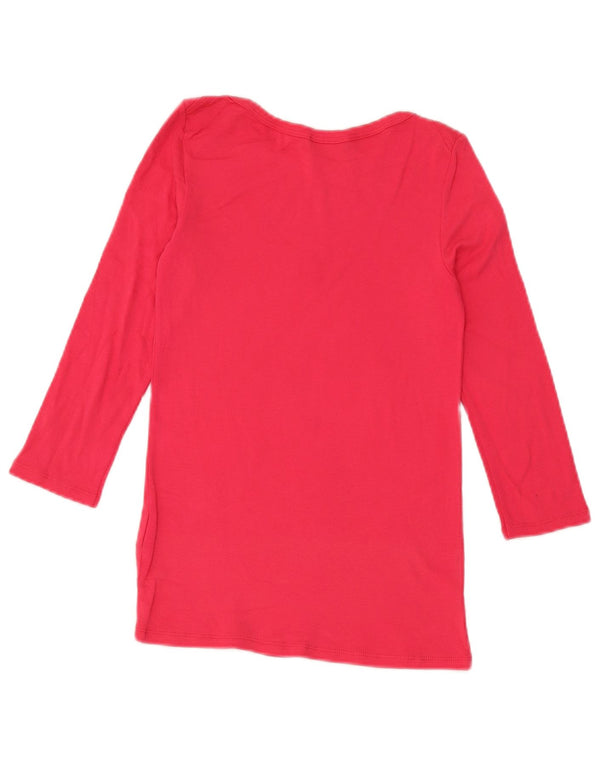 Top feminino Benetton manga 3/4 UK 6 XS algodão rosa