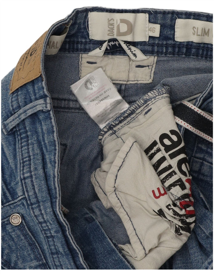 Shorts jeans feminino slim fit da Dack IT 46 grande W30 algodão azul