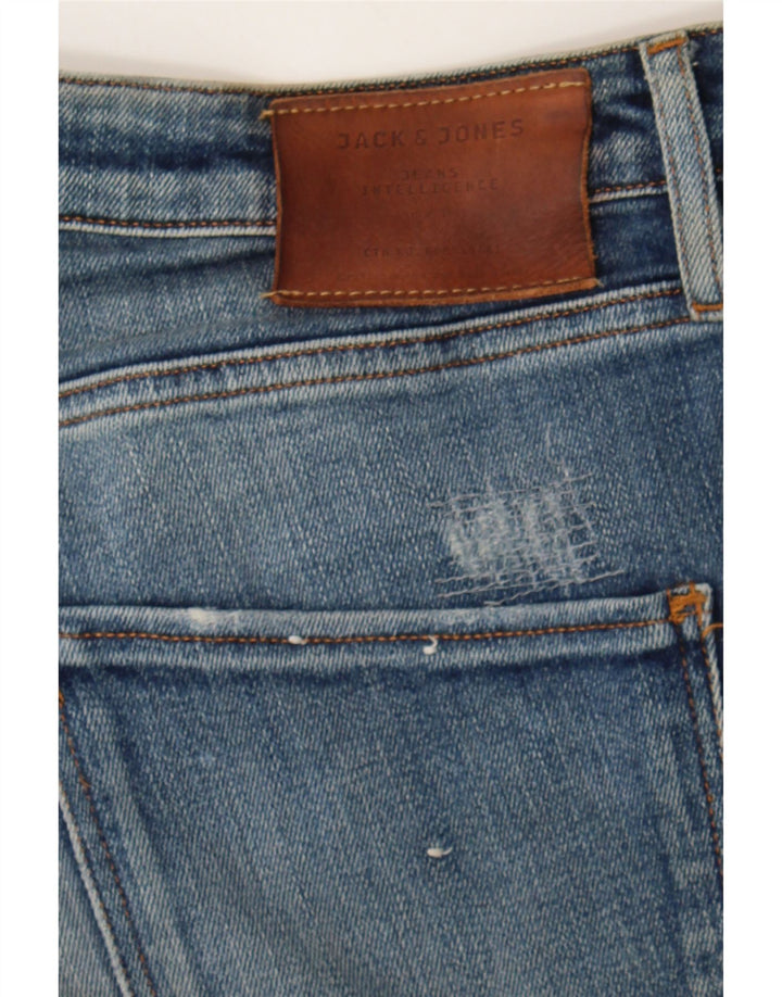 JACK & JONES Mens Distressed Slim Jeans W34 L32 Blue Cotton Vintage Jack & Jones and Second-Hand Jack & Jones from Messina Hembry 
