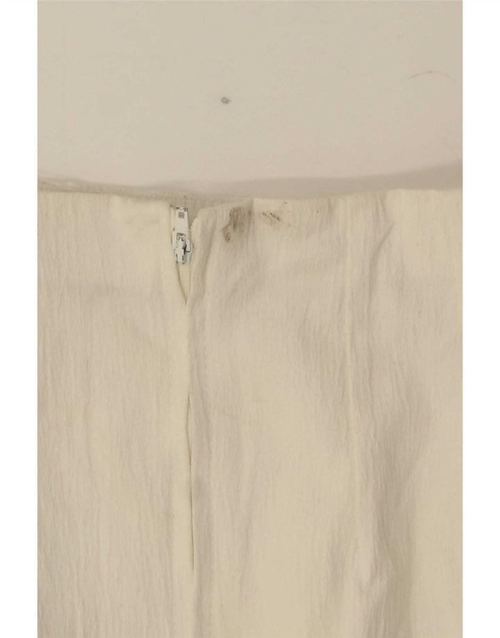 Mini saia lápis feminina Marks & Spencer Reino Unido 10 pequena W25 poliéster branco
