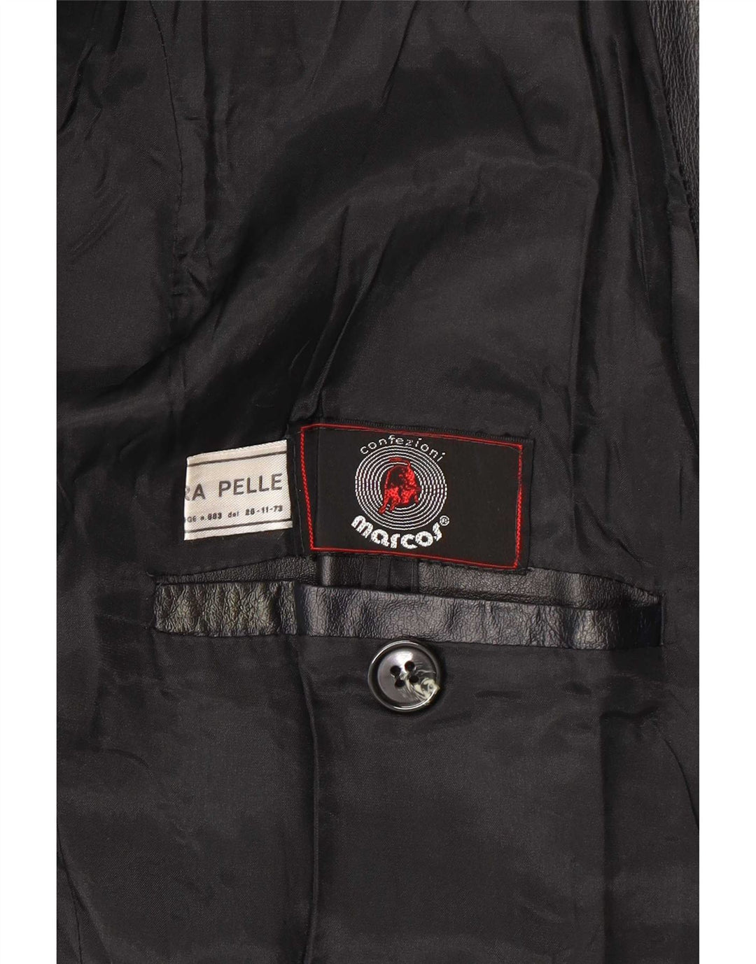 Marcos Casaco feminino de couro duplo breasted IT 56 4XL Preto