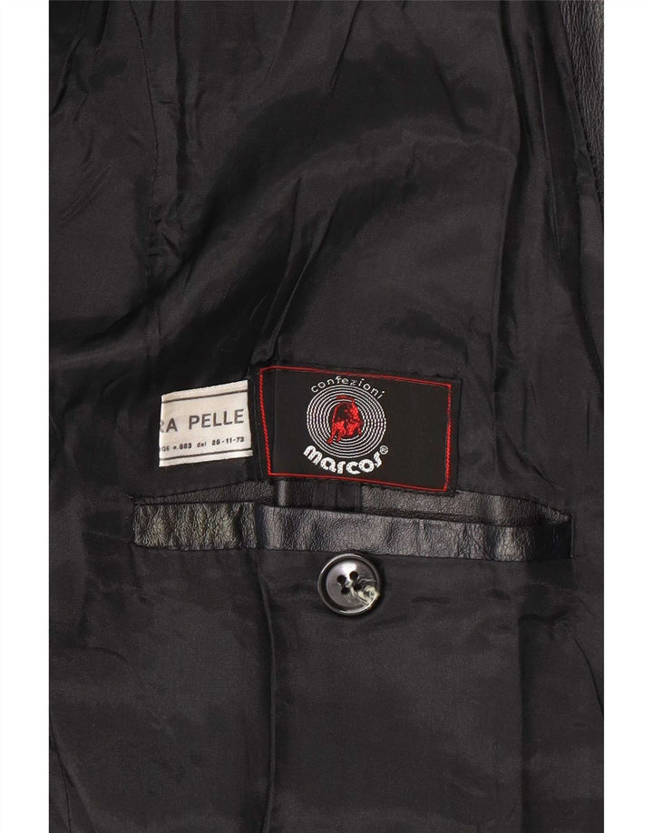 Marcos Casaco feminino de couro duplo breasted IT 56 4XL Preto