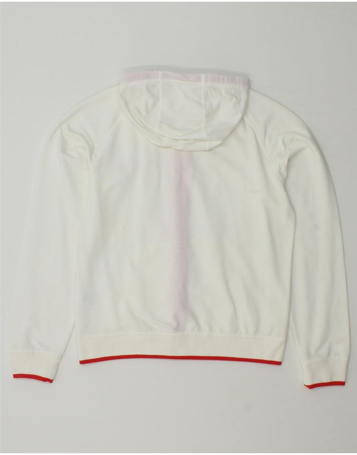 DIADORA Womens Zip Hoodie Sweater UK 14 Medium White Cotton Vintage Diadora and Second-Hand Diadora from Messina Hembry 