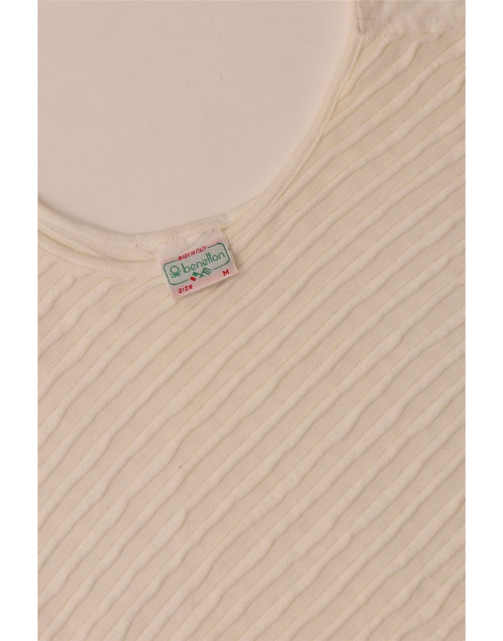 Blusa feminina assimétrica oversized Benetton Reino Unido 14 algodão branco médio