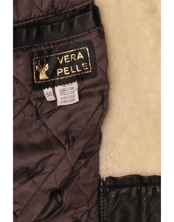 Jaqueta de couro masculina vintage IT 50 Medium Black Colourblock