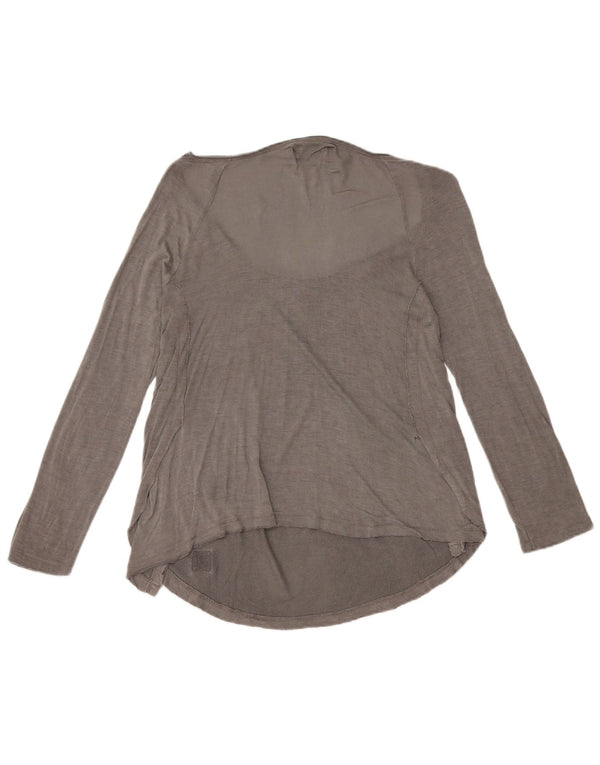 Diesel Top Feminino Manga Longa UK 10 Pequeno Cinza