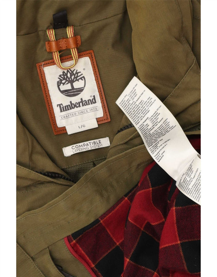 Jaqueta utilitária masculina Timberland UK 40 grande algodão cáqui