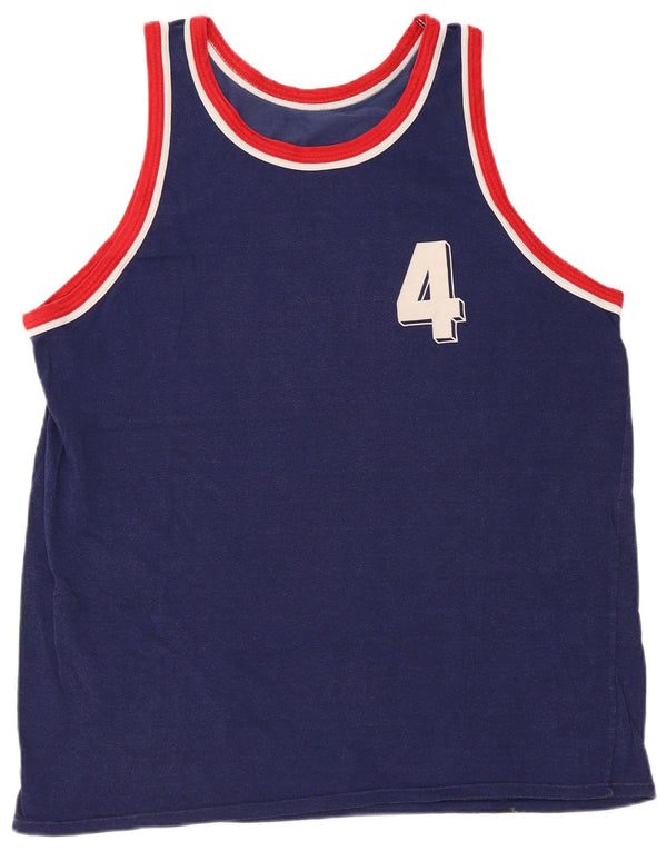 Colete gráfico vintage para meninos 11-12 anos 2XL algodão azul marinho