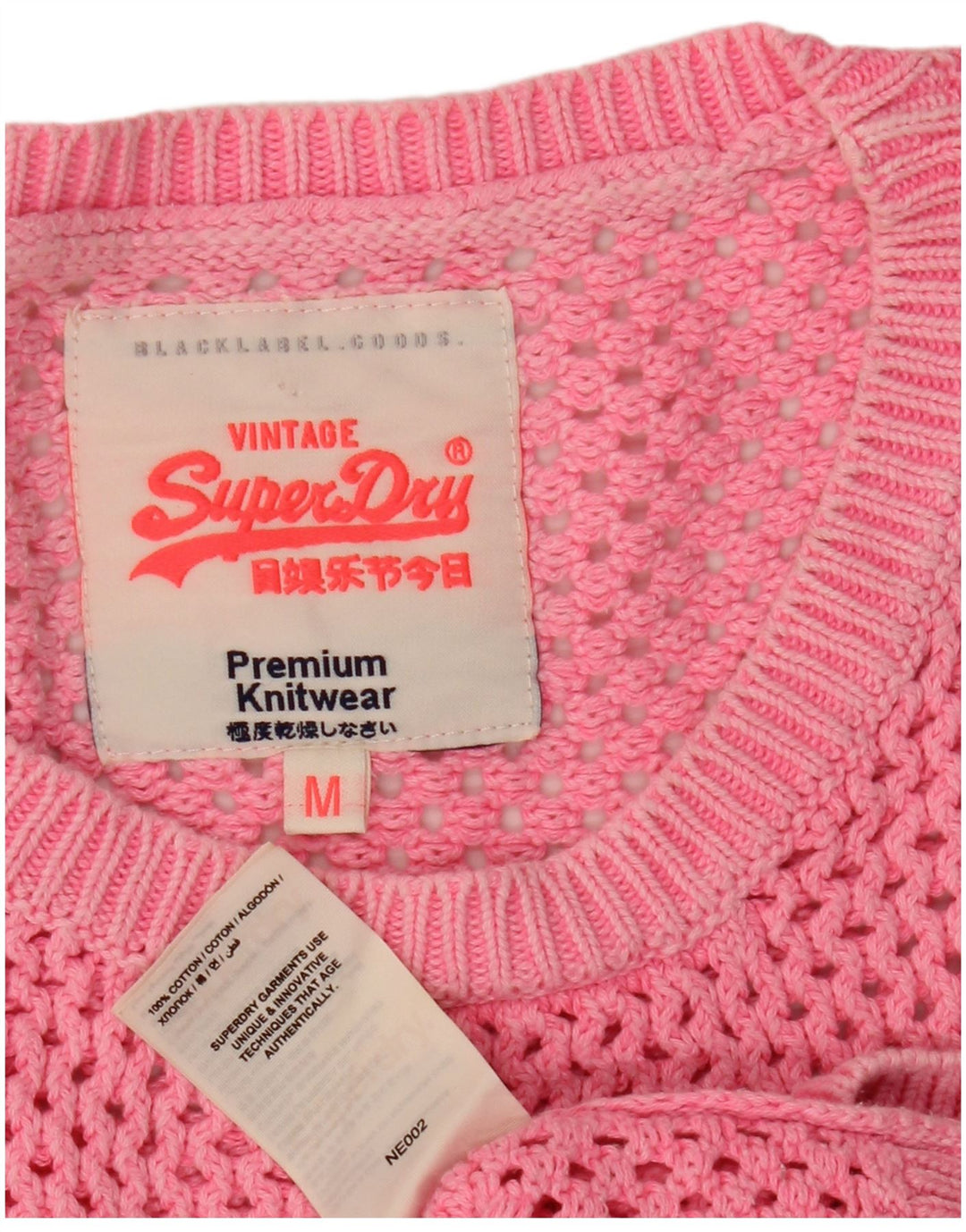 Suéter feminino SUPERDRY de manga curta com gola redonda Reino Unido 14 médio rosa