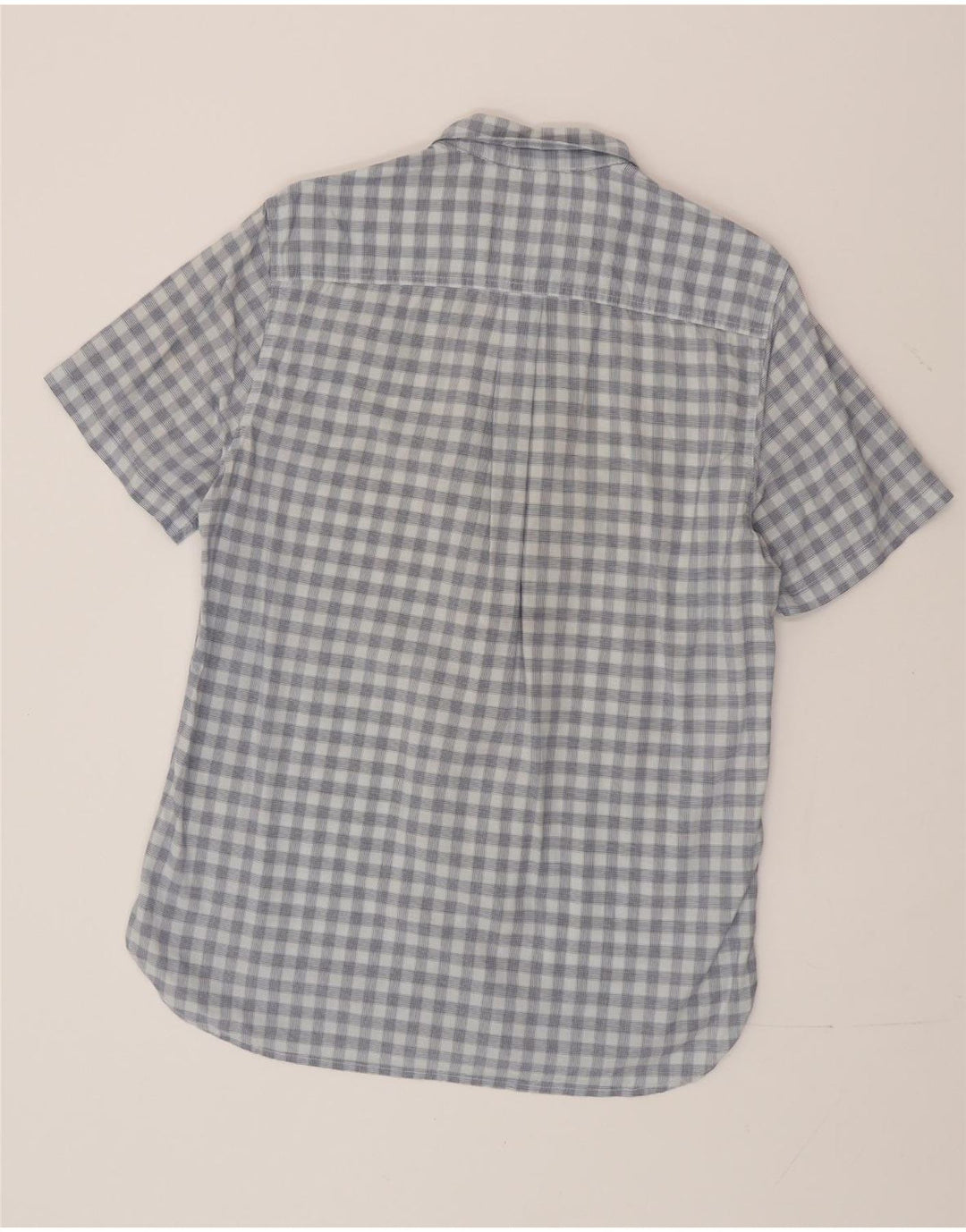 Camisa masculina Superdry Regular Fit manga curta azul médio algodão guingão