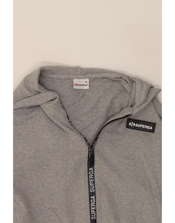 SUPERGA Womens Graphic Zip Hoodie Sweater UK 18 XL Grey Cotton Vintage Superga and Second-Hand Superga from Messina Hembry 