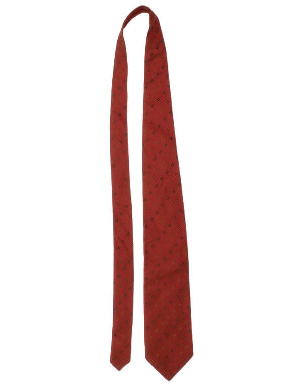 Gravata masculina Ermenegildo Zegna tamanho único vermelho geométrico de seda clássico