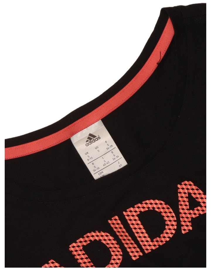 Top gráfico feminino Adidas manga comprida Reino Unido 8/10 pequeno preto