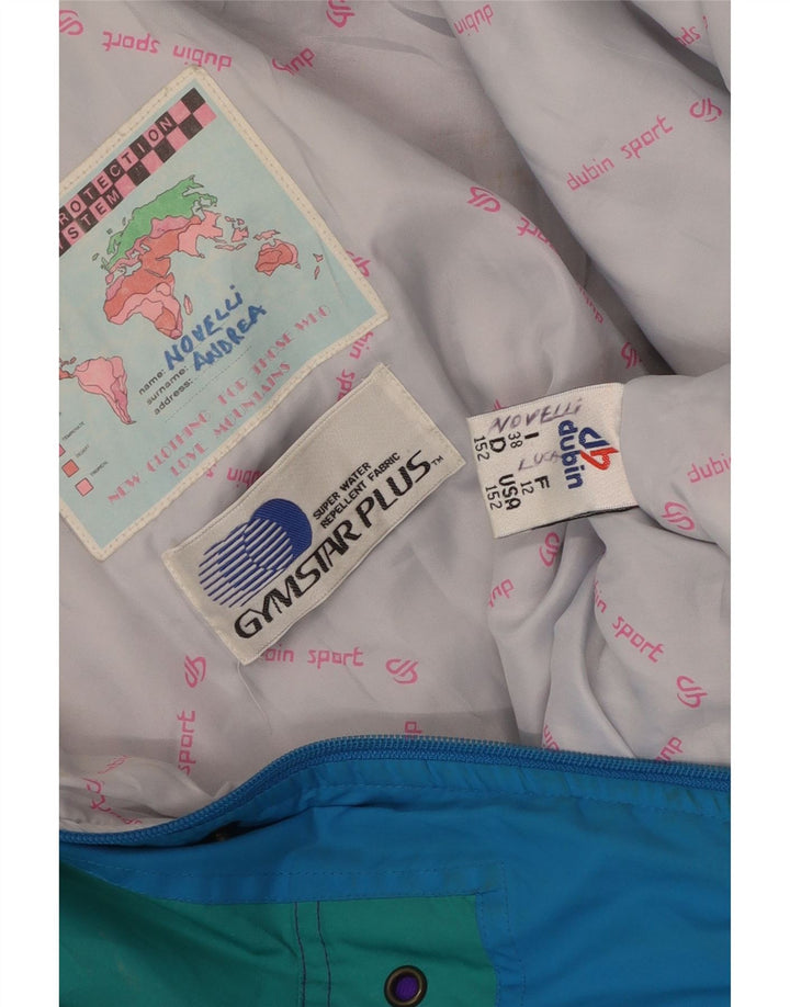 Jaqueta de esqui masculina vintage com capuz Reino Unido 38 poliéster azul médio Colourblock