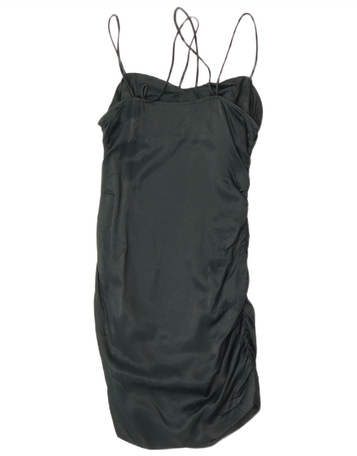 Vestido slip feminino Zara Reino Unido 12 viscose verde médio