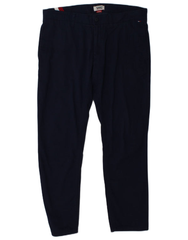 Tommy Hilfiger Mens Slim Fit Chino Calças W34 L30 Azul Marinho Algodão