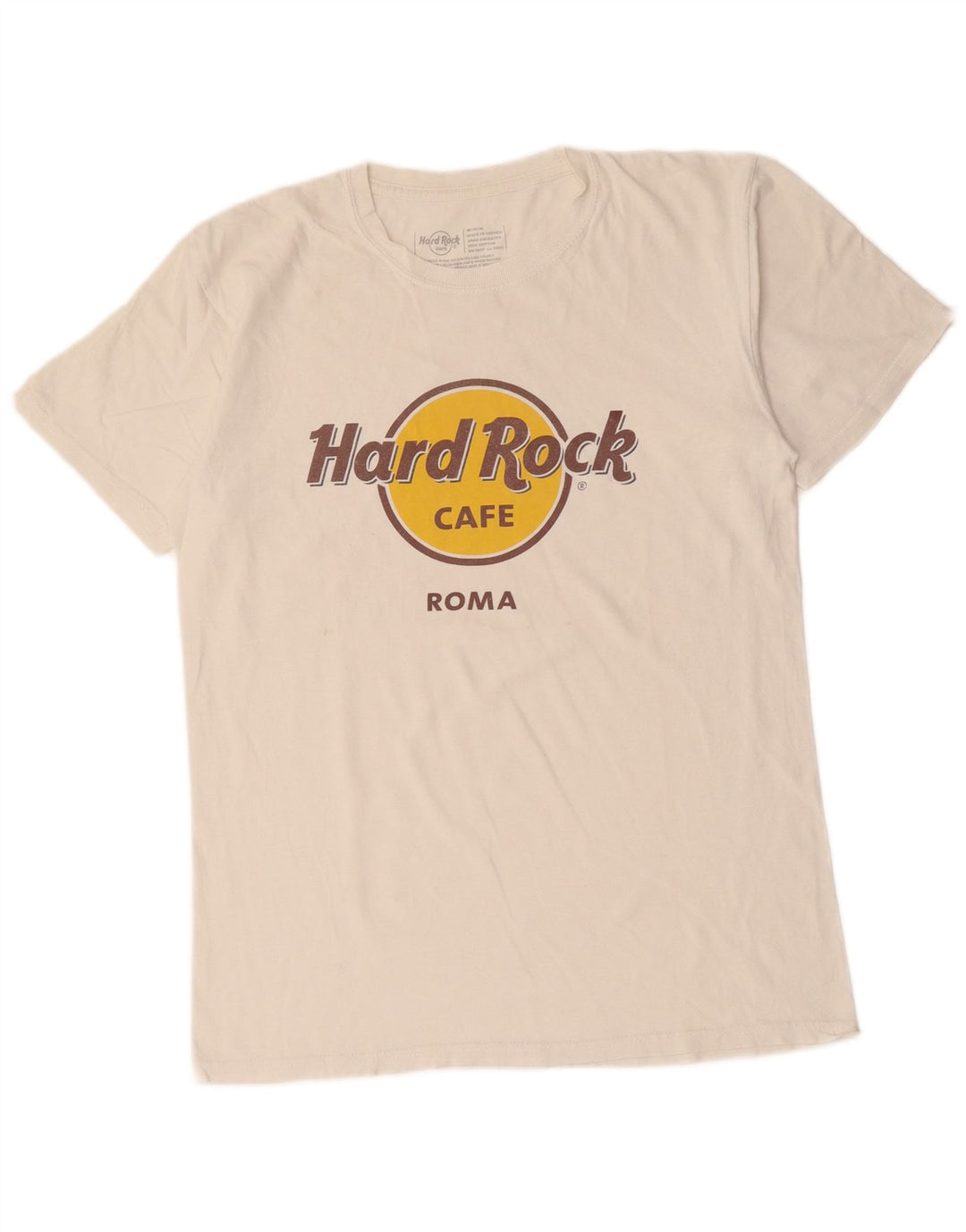 Camiseta masculina com estampa Hard Rock Cafe Roma, algodão branco médio