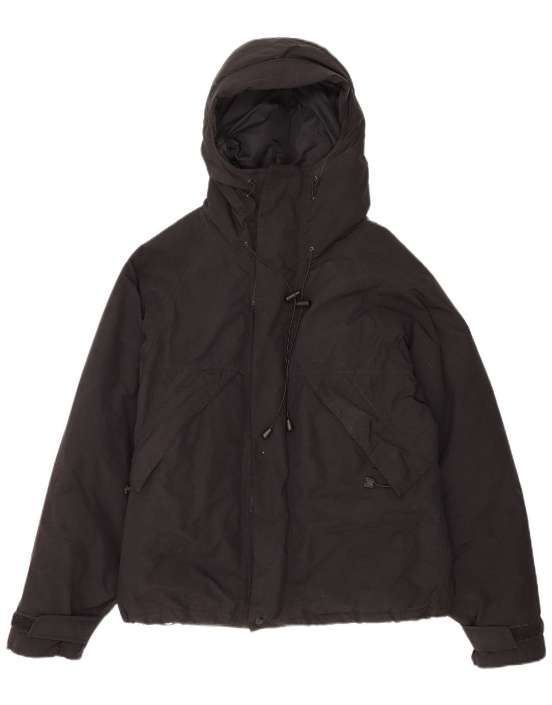 Jaqueta masculina acolchoada com capuz Alberto Aspesi Reino Unido 38 nylon preto médio
