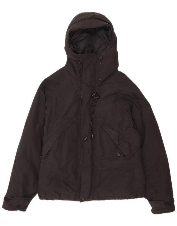 Jaqueta masculina acolchoada com capuz Alberto Aspesi Reino Unido 38 nylon preto médio