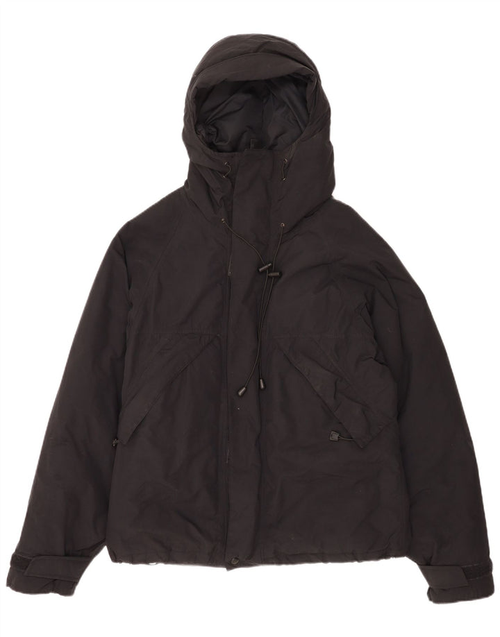 Jaqueta masculina acolchoada com capuz Alberto Aspesi Reino Unido 38 nylon preto médio