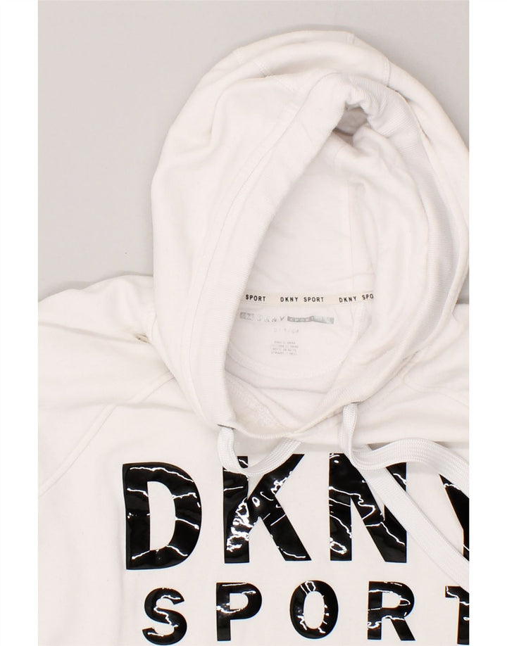 DKNY Mens Graphic Hoodie Jumper Small White Cotton Vintage Dkny and Second-Hand Dkny from Messina Hembry 