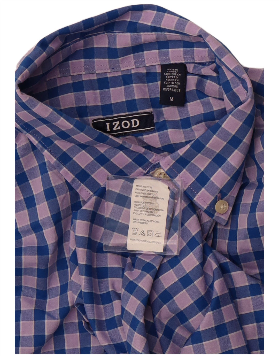 Camisa masculina IZOD poliéster xadrez azul médio
