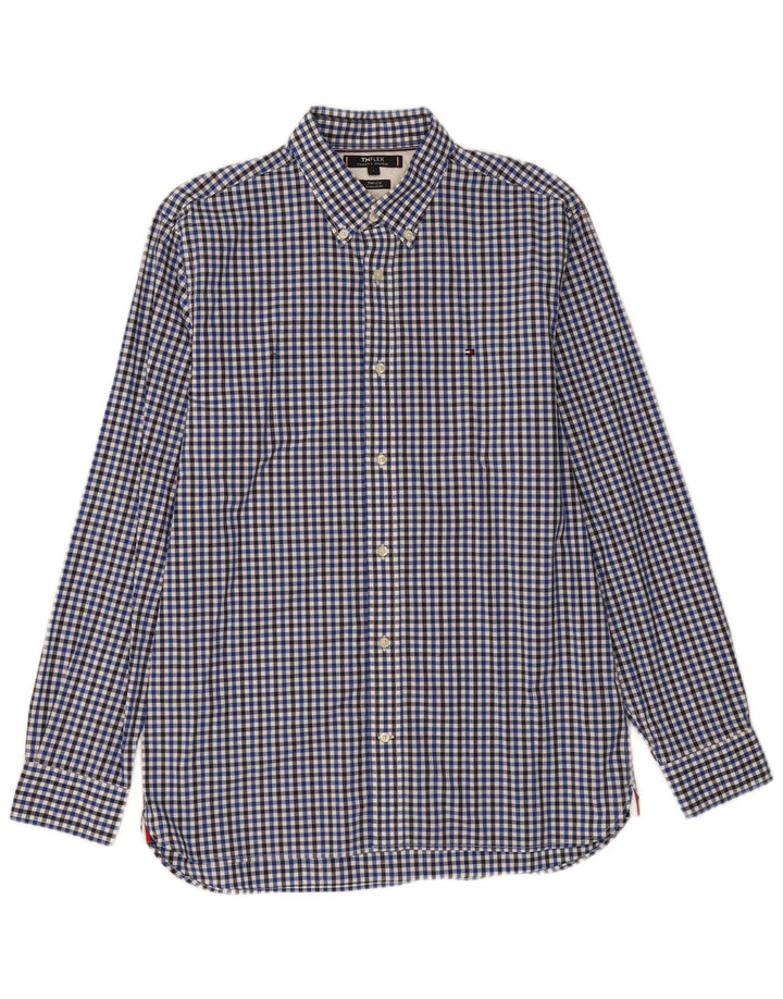 Camisa masculina TOMMY HILFIGER regular fit grande algodão guingão azul