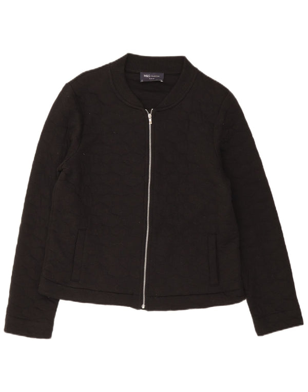 Jaqueta acolchoada feminina Marks & Spencer Slim Fit Reino Unido 12 algodão preto médio